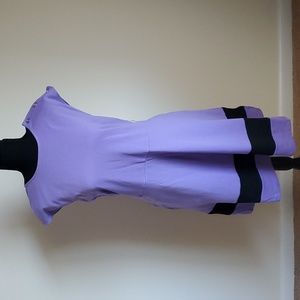 New York & Company Contrast Stripe Shoulder-Button Flare Dress